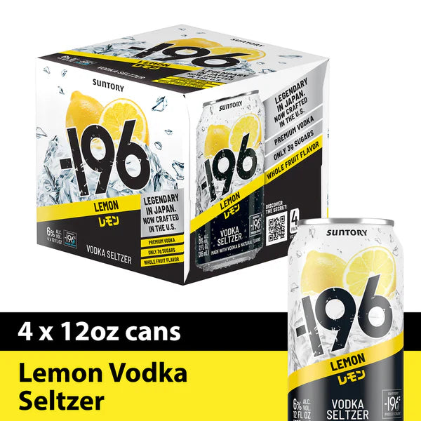 '-196 Suntory Vodka Seltzer, Lemon 4x12 oz. Cans