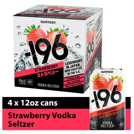'-196 Suntory Vodka Seltzer, Strawberry, 4x12 oz. Cans