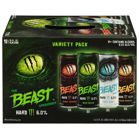 The Beast Unleashed Energy Drink, Hard, 12 Variety Pack
